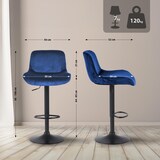 thumbnail of CHEFGASTRO Barhocker GINZA Schwarz Samt HxBxT 85x50x50cm Blau Barstuhl