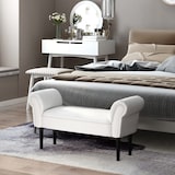 thumbnail of HOMCOM Banco de Pé de Cama Banco com Braços Curvados Estofado e Pés de Madeira Carga Máxima 130kg 102x31x51cm Branco