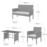 thumbnail of SVITA BROOKLYN XL Rattan Essgruppe Garten Möbel Set mit Tisch, 2 Sessel, 2er Sofa Grau