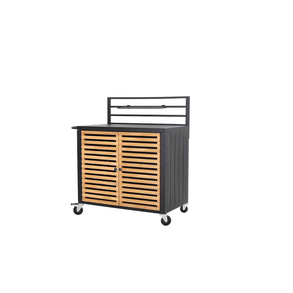 Tarrington House Estação de serviço Ateo com portas giratórias, alumínio/madeira de eucalipto, 114 x 60 cm, preto/natural