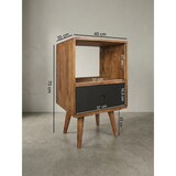 thumbnail of Retro Nachttisch aus Sheesham-Holz, 70 cm - Für Boxspringbetten, Vintage-Stil. 40x35x70 cm | Kadima Design