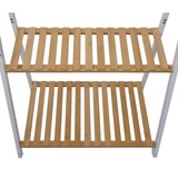 thumbnail of Bambus Standgarderobe HWC-Q32, Garderobenständer Kleiderständer Schuhregal, Stange 2 Ablagen 130x70x44cm ~ natur-weiß
