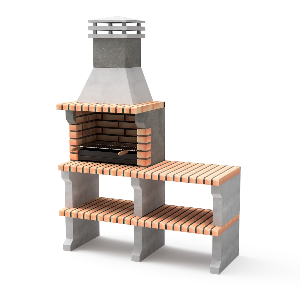 Barbacoa Liz plus xl con campana e bancada de ladrillo naranja