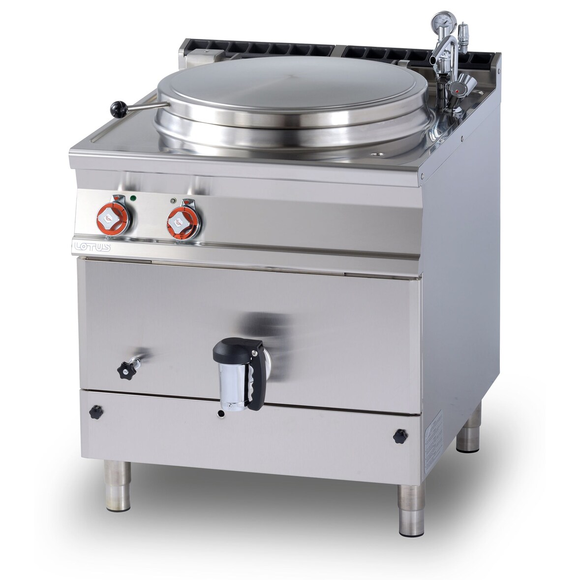 Brasiera elettrica pentola indiretta autoclave con vasca inox 100 lt. Struttura in acciaio Inox. Misure 80x90 h90 cm. Modello PIA100A-98ET