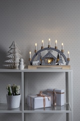 thumbnail of Konstsmide LED Holzsilhouette, Krippe, 7 klare Birnen, 6H Timer 10 warm weiße Dioden 3V Innentrafo/batteriebetr. 0,6W transparentes Kabel - 3261-320
