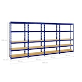 thumbnail of PROREGAL 4x Schwerlastregal Tiger | HxBxT 180x90x45 cm | Fachlast 265kg | Blau | Stecksystem Lagerregal Regalsystem 4 Stk.
