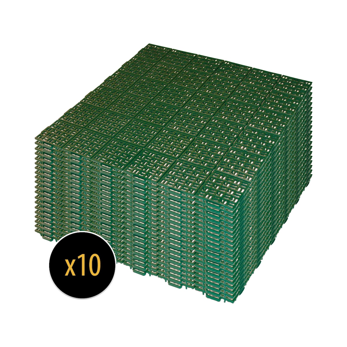 ArtPlast - Set di 10 piastrelle per pavimentazione con sistema di drenaggio in polipropilene 55,5x55,5 cm (totale 3 m²) verde - Collezione MARTE