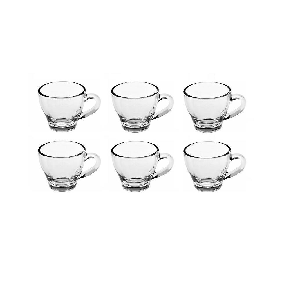 Borgonovo Set di 6 tazze caffe' con piattino Ischia vetro 9x6,5x5,5