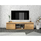 thumbnail of TV-Schrank mod NATURALE ''Rovere/Nero'', 2 Türen und 2 Fächer, Wohnzimmer, 140x40x41cm _ TV140NATBOCA