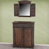 thumbnail of Credenza cassettiera shabby vintage legno paulonia cassetto sportelli 33x66x78cm marrone