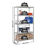 thumbnail of Simonclick schraubenloses Metallregal 5 Böden. Farbe GRAU/GRAU 1800x900x500 mm