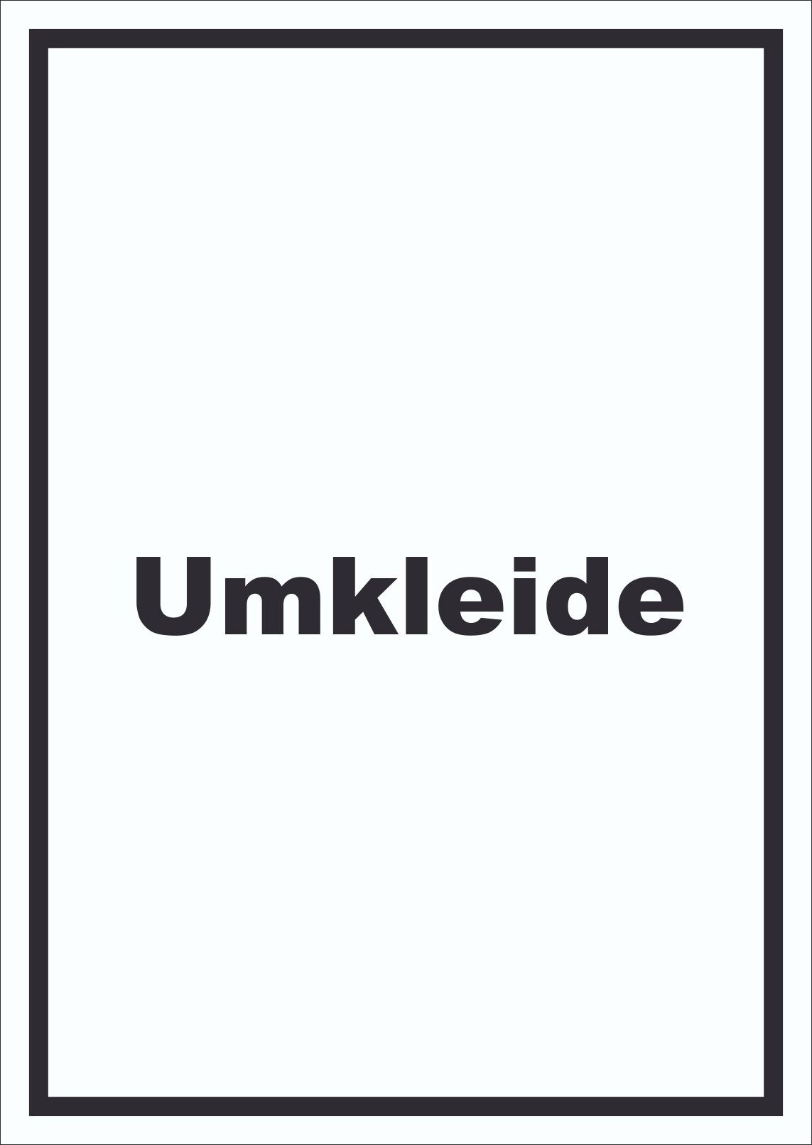 Umkleide Schild mit Text Ankleide Kabine hochkant A0 Rückseite selbstklebend