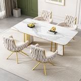 thumbnail of Merax Samt-Esszimmerstuhl, 2er set, Sessel, Schlafzimmer-Drehstuhl, Freizeit-Drehstuhl mit vier Stützbeinen aus Metall, beige