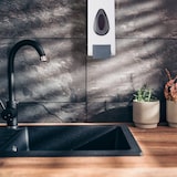 thumbnail of Relaxdays Wandseifenspender, 2er Set nachfüllbar, 350 ml, Wandmontage, manuell, Seifenspender HBT: 19x8x8 cm, weiß/grau