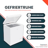 thumbnail of homeX Gefriertruhe, Tiefkühltruhe klein - 142 Liter, 4-Sterne Gefrieren, Kühltruhe mit Super-Frost-Funktion, FT1125-W