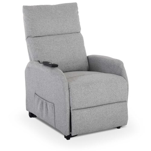 Fernsehsessel mit Aufstehhilfe, Relaxsessel mit Liegefunktion, mit einem Motor, 120 kg belastbar, Mikrofaser, Hellgrau - Raburg Ada