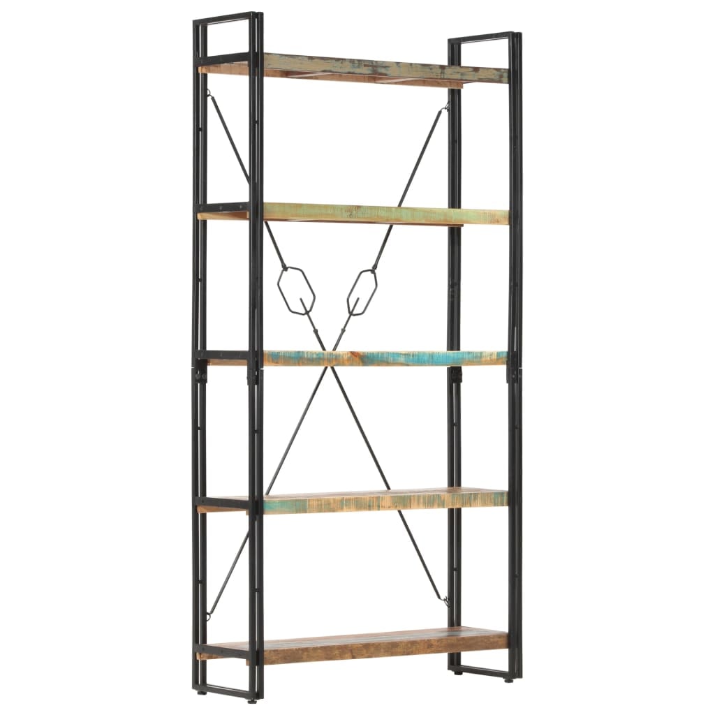 vidaXL Bücherregal 5 Fächer 90x30x180 cm Altholz Massiv