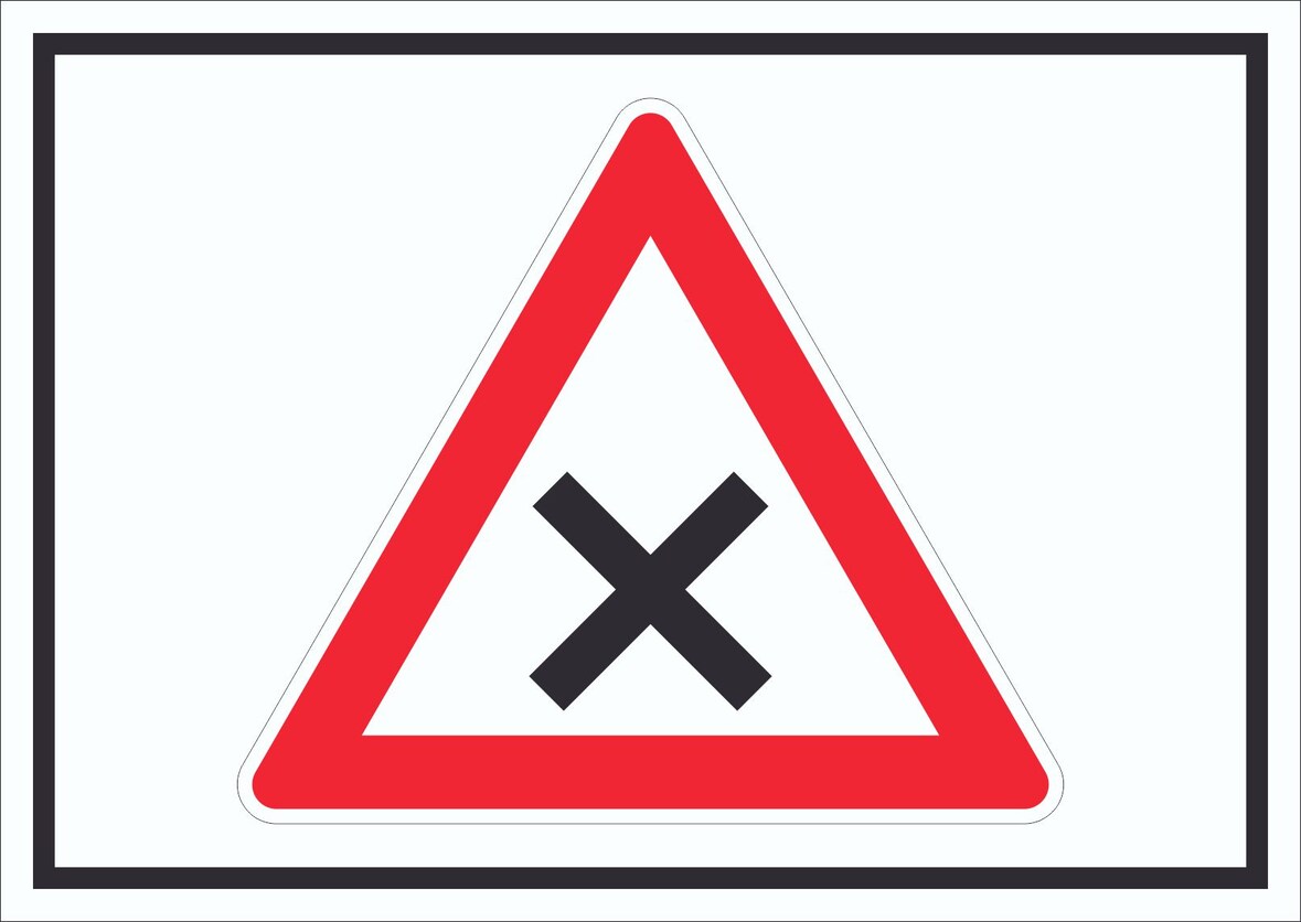 Schild Achtung Kreuzung Vorfahrt rechts Symbol A6 Rückseite selbstklebend