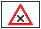 thumbnail of Schild Achtung Kreuzung Vorfahrt rechts Symbol A6 Rückseite selbstklebend