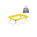 thumbnail of PROREGAL Transportroller Kistenroller Logistikroller mit Kunststoffräder gelb | HxBxT 15x60,7x40,7cm | Offen | 2 Lenkrollen & 2 Bremsrollen | 2 Stück