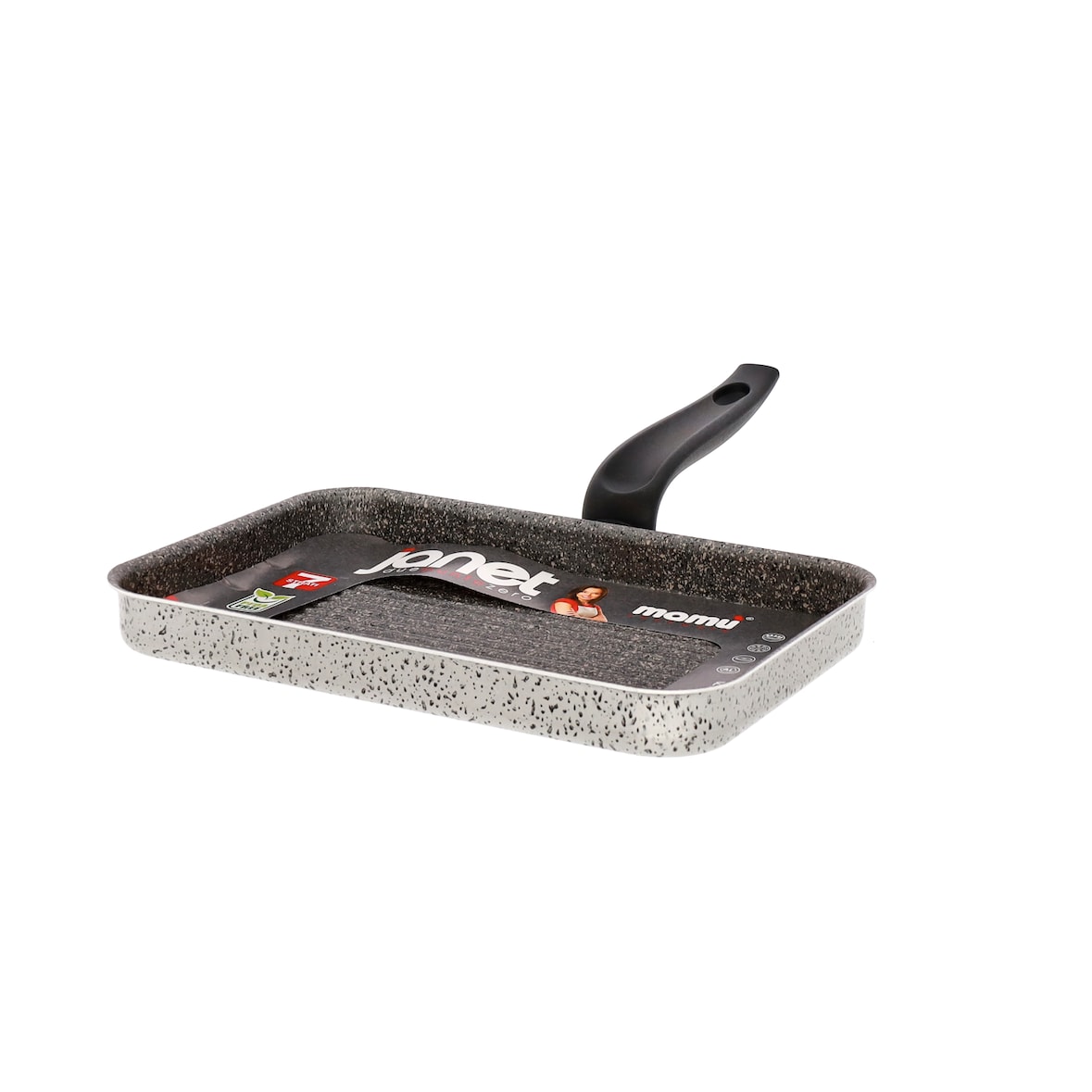 Poêle à griller Mamù Quadra, antiadhésive, en aluminium, sans PFOA, résistante aux rayures, Ø 29 cm, fabriquée en Italie