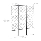thumbnail of Relaxdays Rankgitter Metall, 3er Set, zum Stecken, Rankhilfe für Kletterpflanzen, 122 x 31 cm, Spalier Garten, schwarz