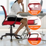 thumbnail of Yaheetech Bürostuhl Ergonomisch Schreibtischstuhl mit Wippfunktion höhenverstellbarer Computerstuhl Arbeitsstuhl mit Netzrückenlehne Rot