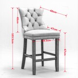 thumbnail of Barhocker Set 2 Samt Hellblau 104x50x47 cm mit hoher Rückenlehne Knopfheftung Ziernägeln Massivholzbeinen verstellbaren Bodengleitern
