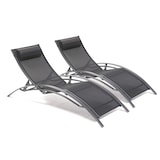 thumbnail of Lot de 2 bains de soleil en aluminium et toile plastifiée noire - CL76