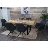 thumbnail of Set di 6 sedie da pranzo HWC-H73, sedia da cucina poltroncina, tessuto/tessuto acciaio retrò ~ grigio scuro