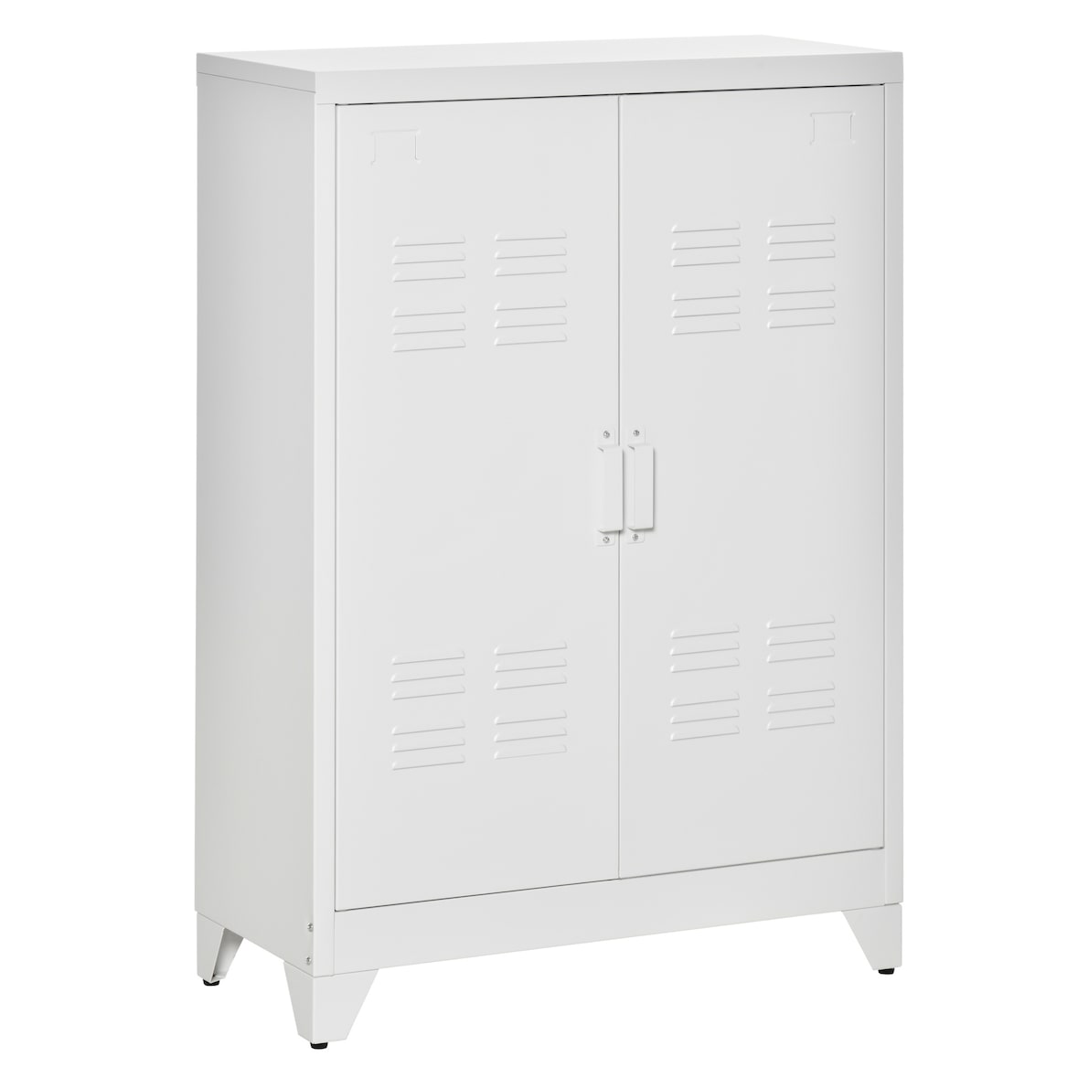 HOMCOM armario de almacenamiento aparador de metal con doble puerta y 2 estantes ajustables para oficina salón dormitorio 75x33x110 cm blanco