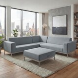 thumbnail of Ecksofa HWC-C47, Sofa Loungesofa Couch, Stoff/Textil Indoor wasserabweisend 245cm ~ blau ohne Ablage