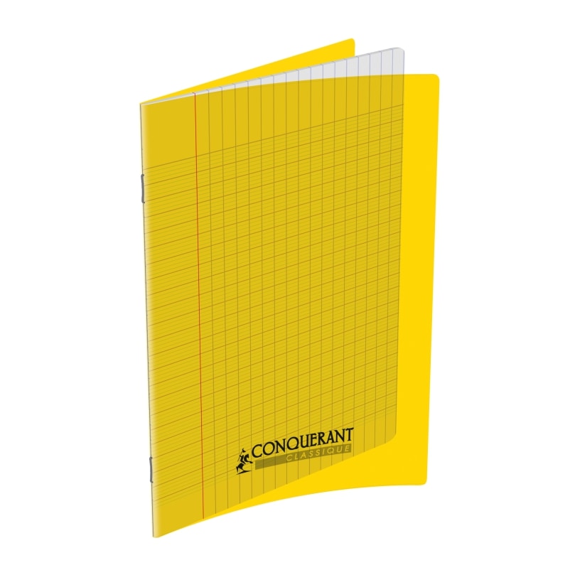 Lot de 5 Cahier Classique PP piqué 17x22, 140p./70 feuilles 90g/m², Séyès, coloris jaune