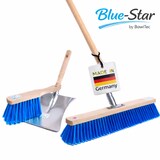 thumbnail of Blue-Star Besen Komplett SET 60 cm Breit mit blauen Borsten und stabilem Holzstiel Handfeger Kehrschaufel Stiel Straßenbesen