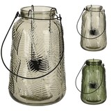 thumbnail of Windlicht Laterne Glas mit Henkel 12,5x19,5cm 1 Stück sortiert Grün / Dunkelgrün Teelichthalter Kerzenhalter Teelichtgläser