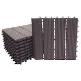 thumbnail of WPC Bodenfliese Rhone + Abschluss, Holzoptik Balkon/Terrasse, 11x je 30x30cm = 1qm Premium ~ anthrazit linear senkrecht