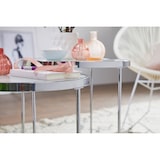 thumbnail of FineBuy Beistelltisch 2tlg Rund Wohnzimmertisch Weiß Glas Couchtisch Silber