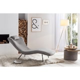 thumbnail of SalesFever Relax Lounger met Nekkussen | Bekleding van Textuurstof | Zwart metalen frame | B 80 x D 180 x H 82 cm | Lichtgrijs