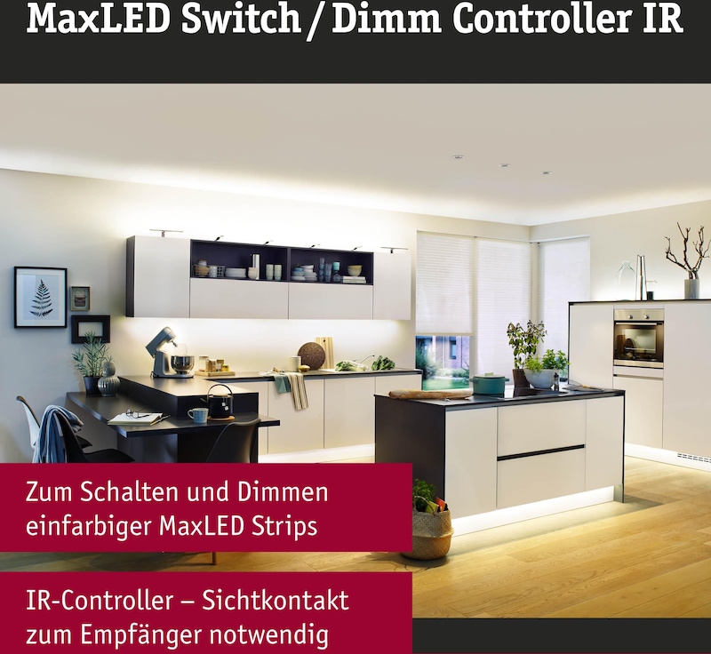 Ein IR-Controller zum Schalten und Dimmen von einfarbigen MaxLED-Streifen.