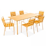 thumbnail of Ensemble table de terrasse et 6 fauteuils en métal jaune - Oviala
