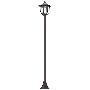 Outsunny Candeeiro Solar com Painel Solar Candeeiro de Jardim com 6 LEDS Autonomia 6-8 horas Ø26x177 cm Preto