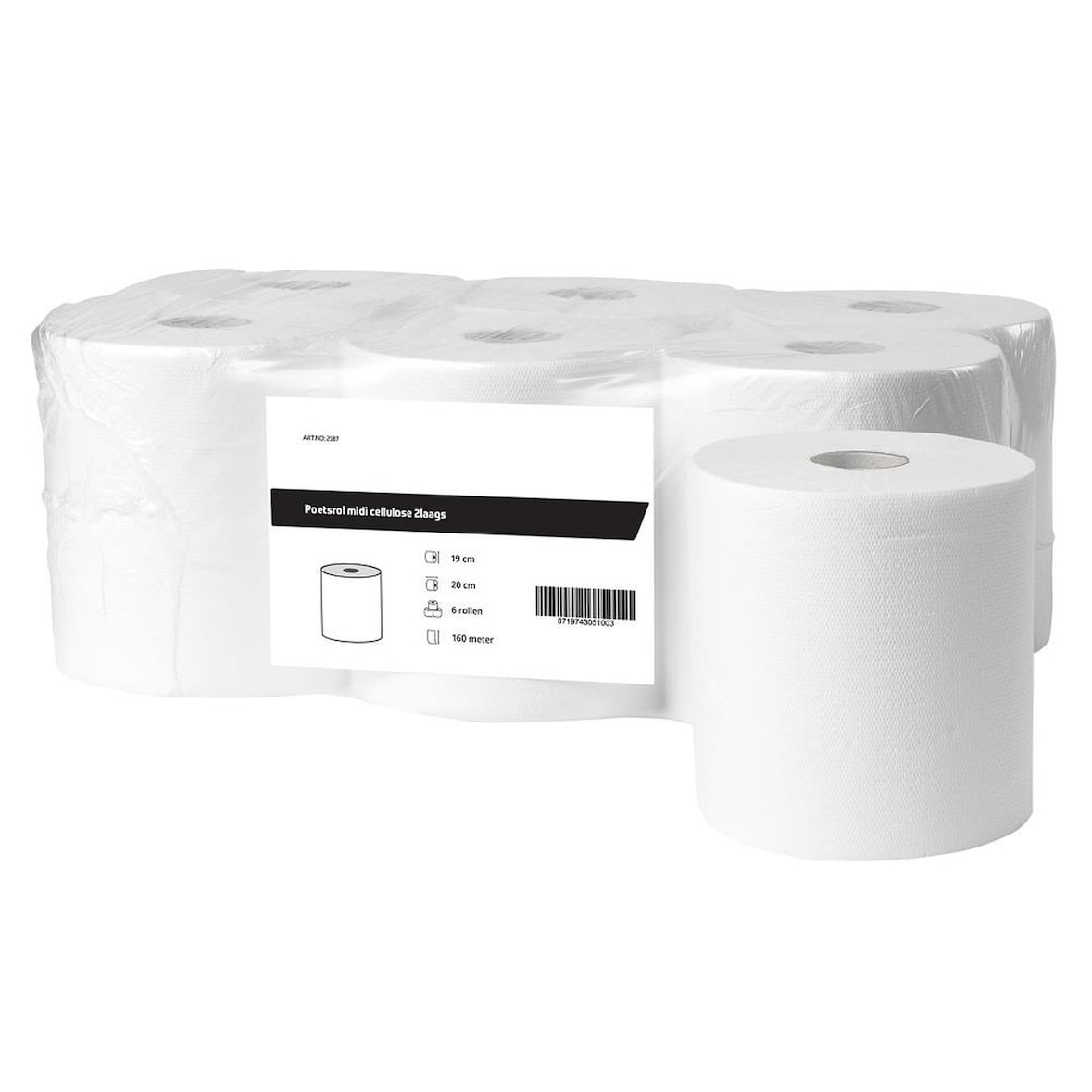 Putzrollen midi | Zellstoff | 1-lagig | 20 cm | 300 Meter | 6 Rollen