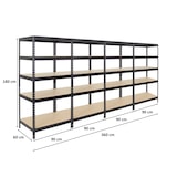 thumbnail of PROREGAL Mega Deal 4x Étagère charge lourde RIVET | HxLxP 180x90x60cm | 250kg par niveau | Noir | Lot d'étagères robustes de Garage Atelier Cave