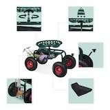 thumbnail of Relaxdays fahrbarer Gartensitz, höhenverstellbar, 150 kg, Stauraum, Rollsitz für Gartenarbeit, Stahl, Luftreifen, grün