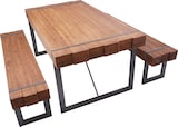 thumbnail of Esszimmergarnitur HWC-A15, Esstisch + 2x Sitzbank, Tanne Holz rustikal massiv MVG-zertifiziert ~ braun 160cm