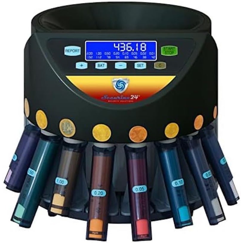 Securina24 Münzzähler Münzählmaschine SR-1200 LC mit Abhülsung und Starterpaket Münzhülsen