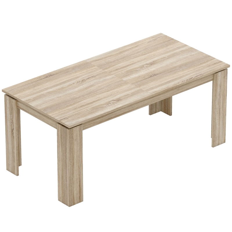 Ausziehbarer Esstisch 260x90x77 cm Eiche mit Schmetterlingsmechanismus integrierten Einlegeplatten platzsparend melaminbeschichtet