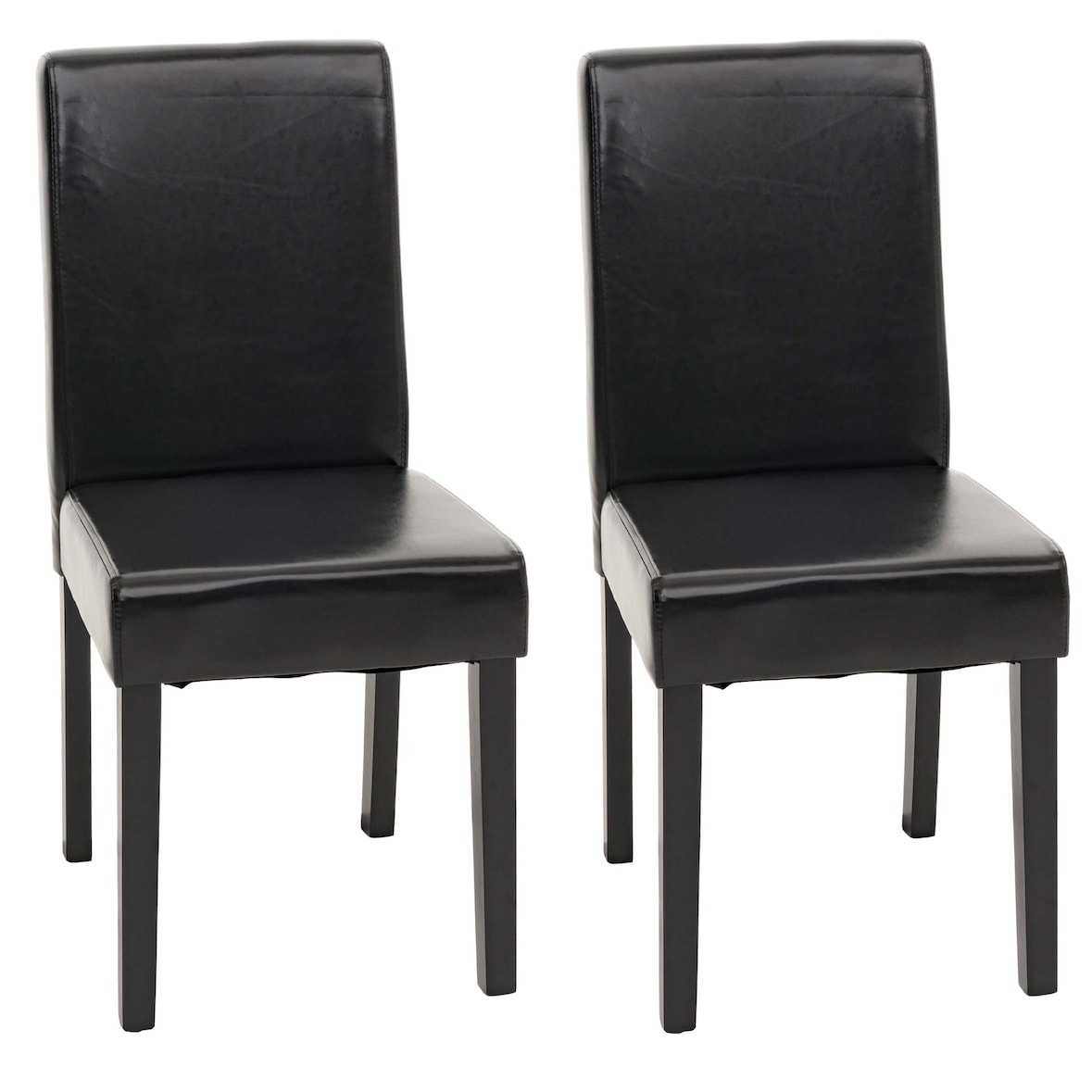 Juego de 2 sillas de comedor Silla de cocina Littau ~ cuero, negro, patas oscuras