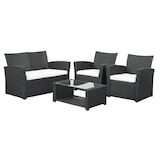 thumbnail of METRO PROFESSIONAL Salotto da esterno Brantford 4 pezzi, polyrattan/poliestere, 2 poltrone singole, 1 divano a 2 posti, 1 tavolino, nero