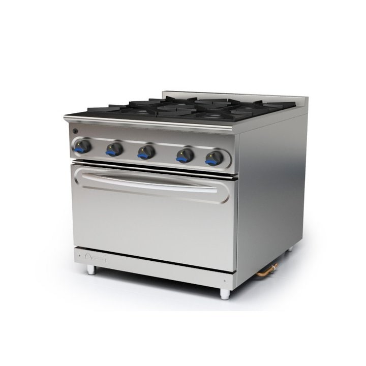 Cocina Industrial a Gas 4 Fuegos con Horno Serie 750